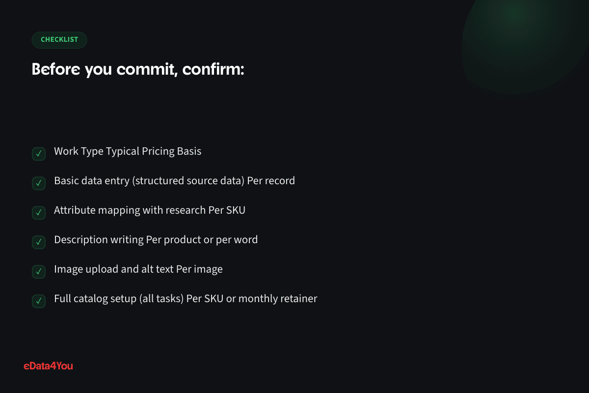 Checklist: Work Type Typical Pricing Basis, and more