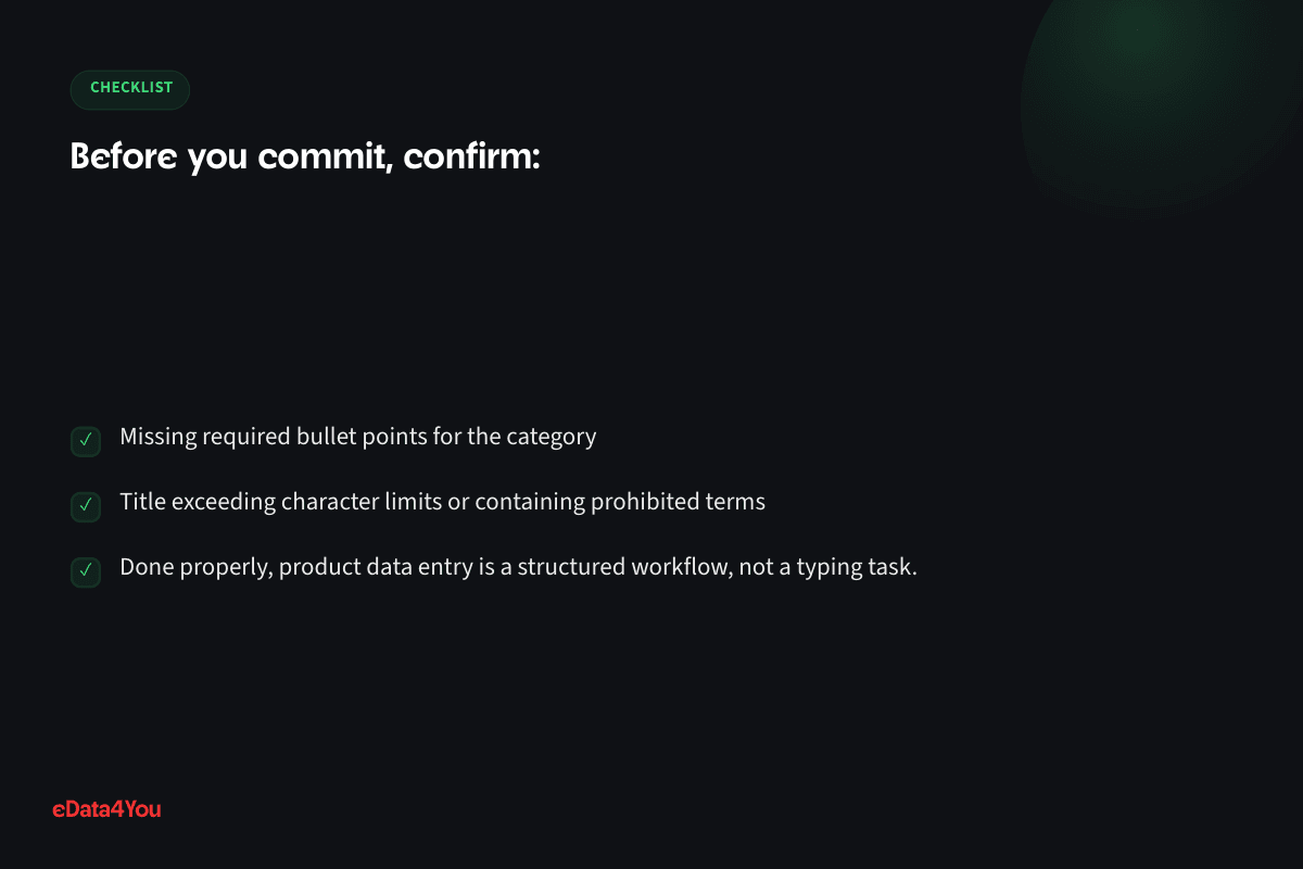 Checklist: Missing required bullet points for the category, and more