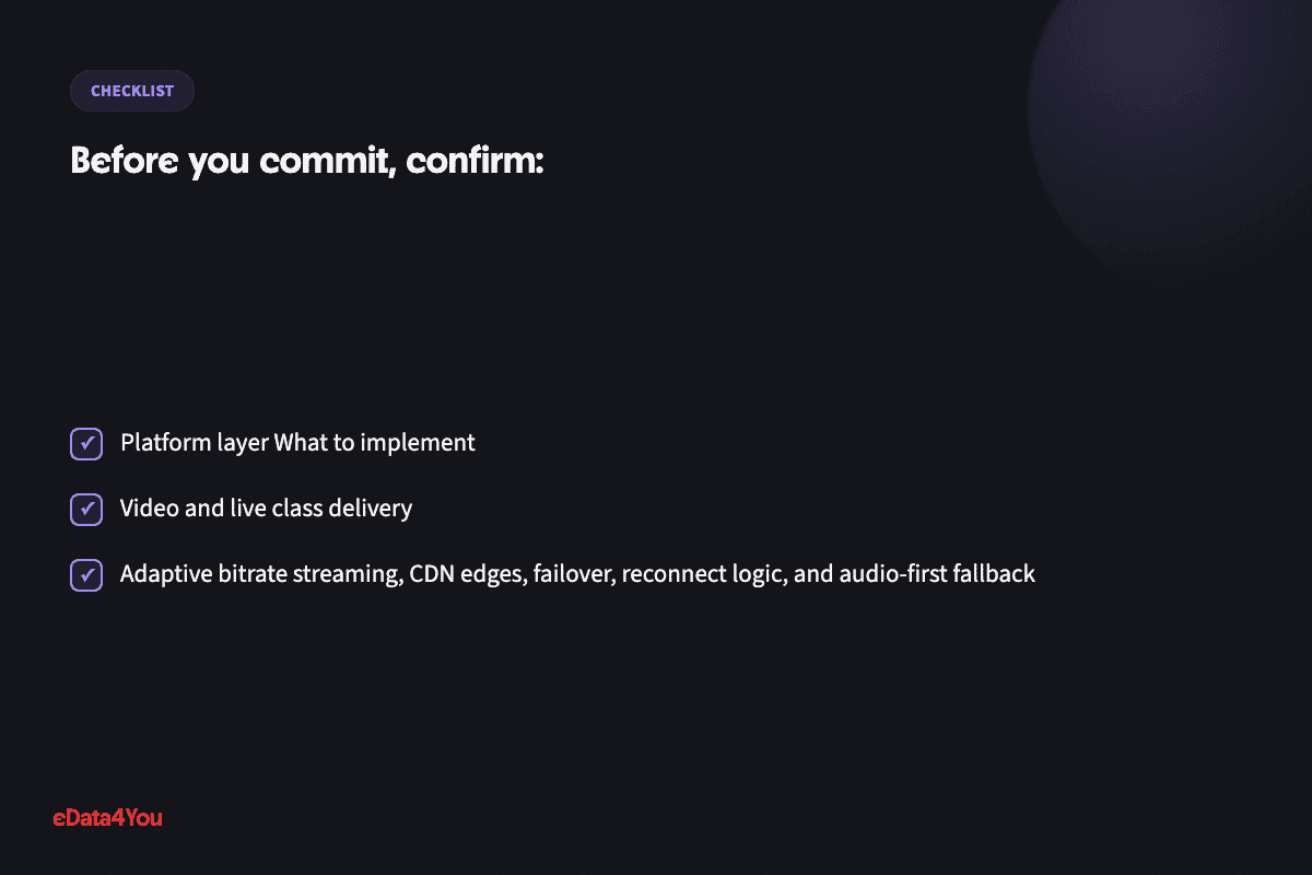 Checklist: Platform layer What to implement, and more