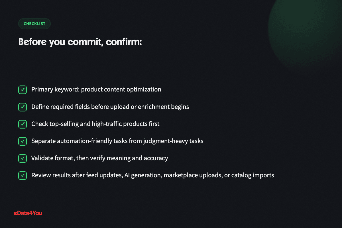 Checklist: product content optimization