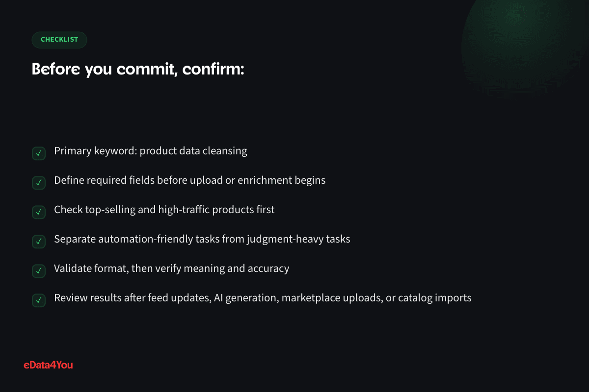 Checklist: product data cleansing