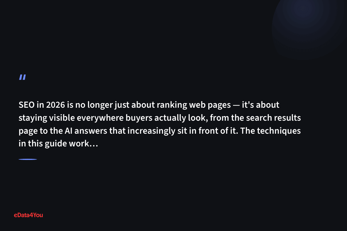 "SEO in 2026 is no longer just about ranking web pages - it's about staying visible everywhere buyers actually look, from the search results…"