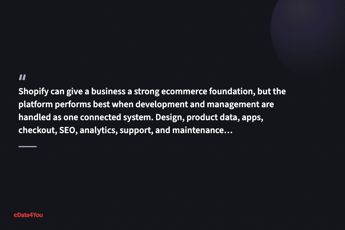 "Shopify can give a business a strong ecommerce foundation, but the platform performs best when development and management are handled as…"