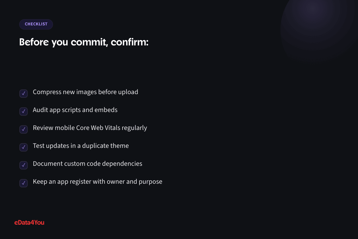 Checklist: Compress new images before upload, and more