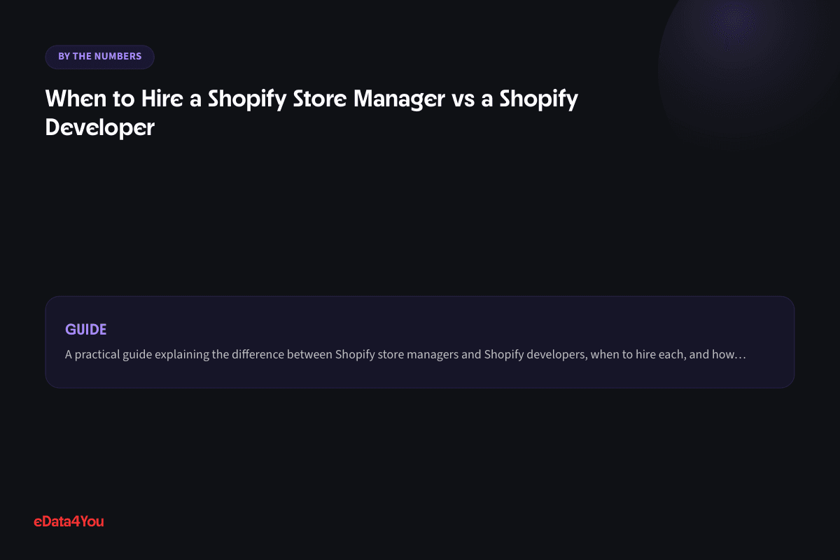 By the numbers: When to Hire a Shopify Store Manager vs a Shopify Developer