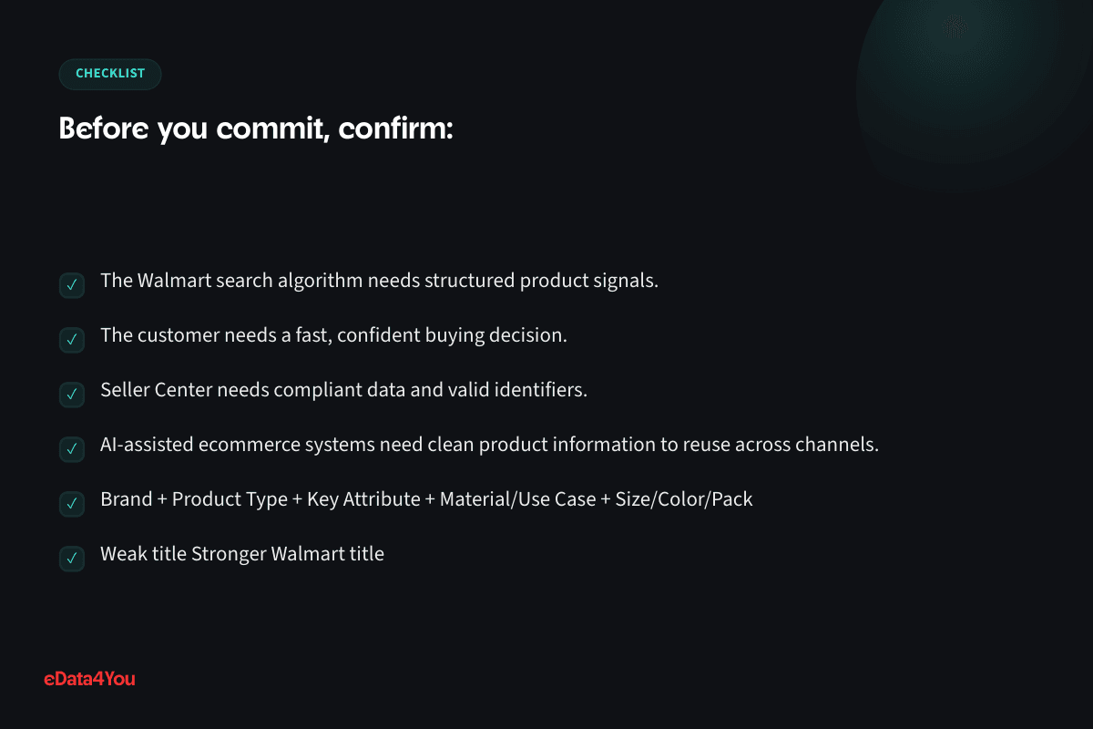 Checklist: The Walmart search algorithm needs structured product signals., and more