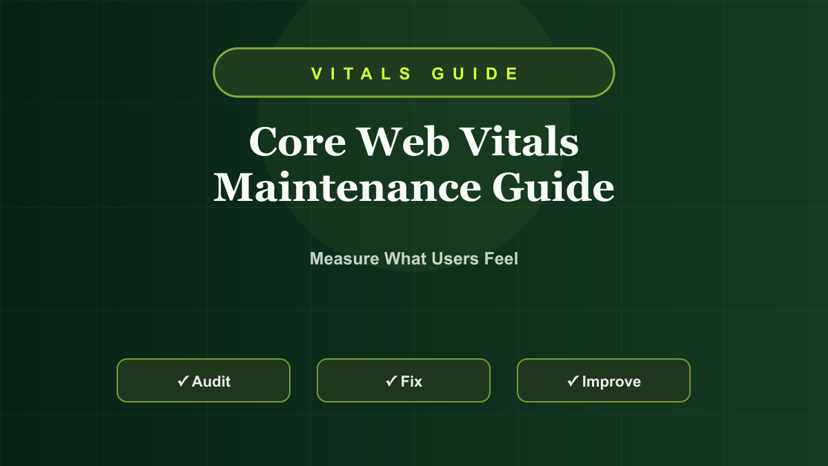 Core Web Vitals Maintenance Guide: Keep LCP, INP, and CLS Under Control