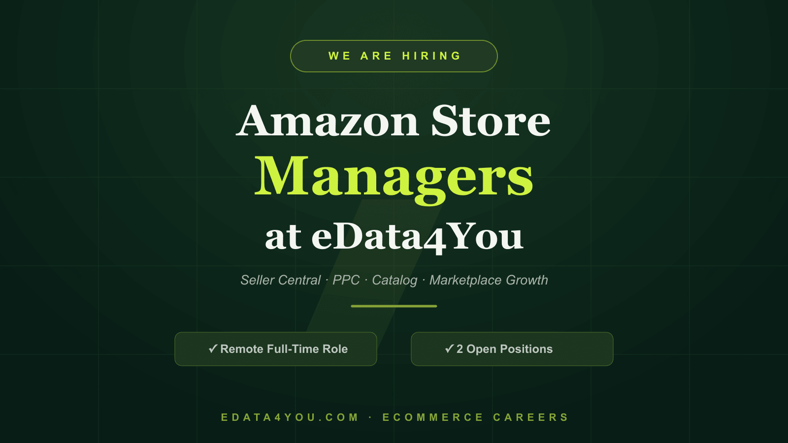 We Are Hiring Amazon Store Managers at eData4You