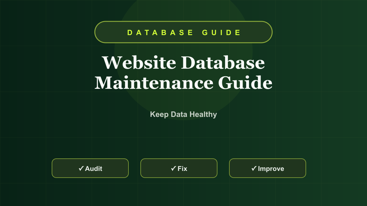 Website Database Maintenance Guide: Keep Data Clean, Fast, and Reliable